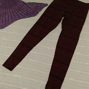 Red and black aztec leggings.